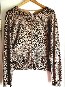 WOW! Viskose dünne Strick Animal Print Cardigan S 40" Brustweite/M 42" Brustweite/Lg 44" Brustweite - Bild 1 von 6