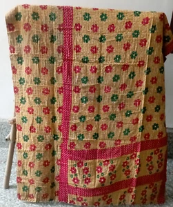 Colcha Kantha hecha a mano india vintage manta de algodón Ralli Gudari - Imagen 1 de 2
