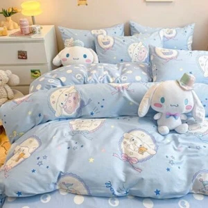 Anime Cinnamoroll Kuromi Melody Bedding Bed Sheet Duvet Cover Pillowcase 3/4 PCs - Picture 1 of 32