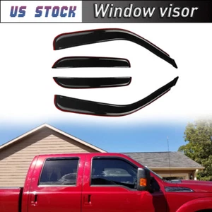 4X In-channel Window Visors Rain Guards Vent For F250/F350 Superduty Crew 99-16 - Picture 1 of 15