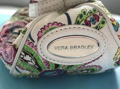 Bolso de Mano Vera Bradley Flores Y Cuero Beige Lindo Asa Cremallera Foto 1 de 4