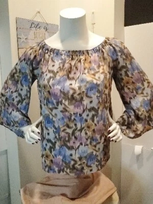 Лето 10 женщин цветочный Расклешенный длинным рукавом блузка размер Xlarge - Изображение 1 из 4