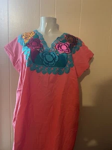 Mexikanisches handbesticktes Top Bluse groß weiß EXTRA GROSSE Blume - Bild 1 von 4