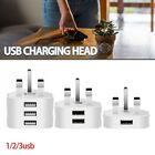 UK Mains Wall 3 Pin Plug Adaptor Charger Power 1/2/3 USB Ports for Phones CE Lot