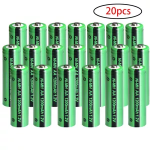20Pcs NiMH AA 1200mAh Rechargeable Battery 1.2v Button Top for Solar Lights - Picture 1 of 7