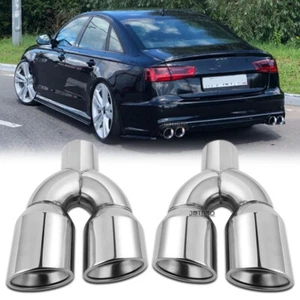 For Audi A4 A5 A6 A7 S4 S5 S6 S7 Dual 2.5" In 3.5" Out Exhaust Tips Double Wall - Foto 1 di 18