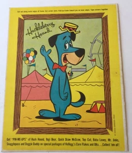 1962 Hanna Barbera Cereal Box Back Huckleberry Hound Pin-Me-Ups - Picture 1 of 2