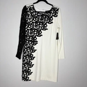 NWT Boston Proper Long Sleeve Lace Sheath Dress Stretchy Lined In Ivory Size 12 - Picture 1 of 8