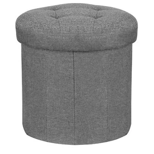 Storage Ottoman Round Ottoman with Storage Bench Folding Footstool with Thicker - Picture 1 of 7
