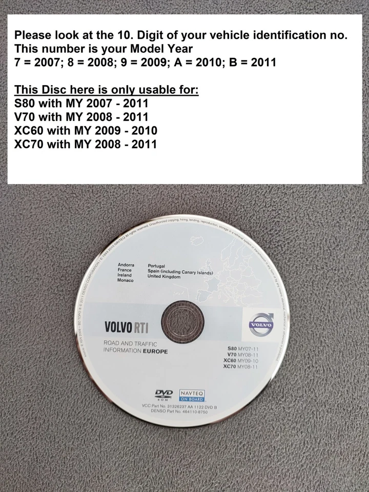 DVD Navigation VOLVO RTI FRANCE ESPAÑA PORTUGAL UK 2011  S80 V70 XC60 XC70 - Bild 1 von 1