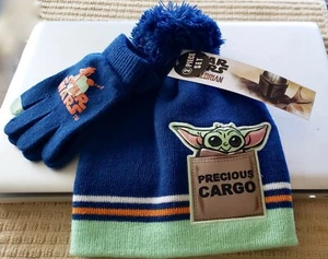 Disney Star Wars 2pc Kids Beanie Hat & Glove Set Grogu Yoda Precious Cargo NWT - Picture 1 of 2