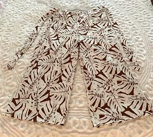 Eliane Rose Palazzohose Floral Tropical Print weiß & braun Stretchband XL - Bild 1 von 6