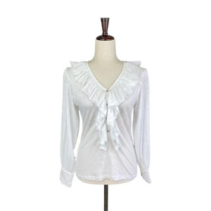NEW GOLDIE Le Winter Women's White Ruffled Poet Blouse Size XS B63 - Picture 1 of 5