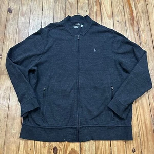 Polo Ralph Lauren Luxury Jersey Baseball Jacket Mens 2XL Gray Full Zip LSL-FUZ - Picture 1 of 9
