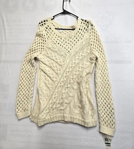 BAR III MAGLIONE DONNA MAGLIA APERTA MISTO MOHAIR AVORIO GRANDE NUOVO CON ETICHETTE - Foto 1 di 2