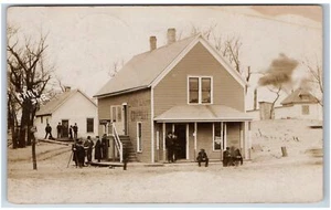 Tarjeta postal de Gary, IN 1907 - RPPC Town Business, topógrafo - Imagen 1 de 2