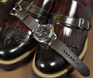 CORREA RELOJ MINIMUS V MARRON CHOCOLATE GENUINO CUERO APTA PANERAI ETC MA STRAP - Bild 1 von 12