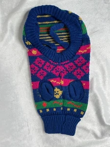 Dog Jumper Sweater Blue Multi Coloured Patterned Size Small 30 Cm Slip On New - Picture 1 of 4
