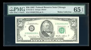 DBR 1985 $50 FRN Chicago Fr. 2122-G Gem PMG 65 EPQ Serial G55205129A - Picture 1 of 2