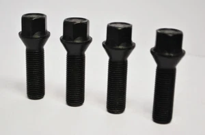 4 X M14 X 1.5, Filettatura Da 40mm, Bulloni Per Ruote Conici (Neri) - Foto 1 di 2