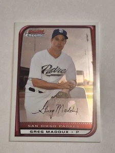 2008 GREG MADDUX BOWMAN CHROME BASEBALL KARTE #124 SAN DIEGO PADRES BRAVES CUBS - Bild 1 von 2