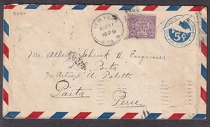 1929 Luftpostbrief NY zum Versand SS Porta Paita Peru über Cristobal Canal Zone - Bild 1 von 2