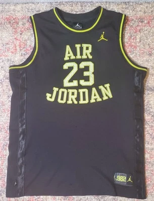 Air Jordan #23 Black/Neon Green Jordan Brand Stitched Jersey-Youth XL 13/15-Used - Image 1 of 4