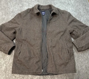 GAP Coat Mens XL Tall Brown Wool Blend Sherpa Lined Button Up Winter - Picture 1 of 19
