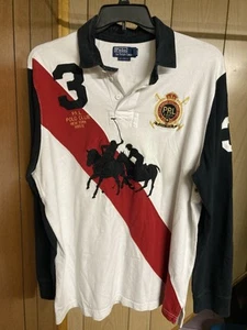 Polo Ralph Lauren PRL#3 Trikot XL Langarm Doppel Polo Ponys weiß schwarz rot - Bild 1 von 13