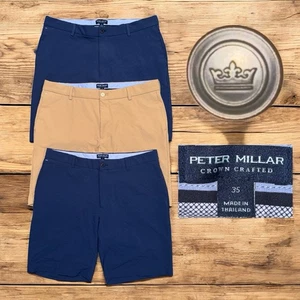 (3) Herren PETER MILLAR Crown Crafted Matlock Seersucker blau hellbraun Golfshorts 35 - Bild 1 von 3