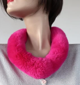 Fur Scarf Rex Chain Boa Loop Collar Neck Jewelry Chinchilla Pink - Picture 1 of 5