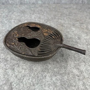Quemador de incienso japonés antiguo de hierro fundido con tapa de ventilador - Imagen 1 de 9