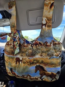 Wild mustang /Scarecrow reversable Handmade Cloth Bag Purse 16Lx20H - Picture 1 of 2