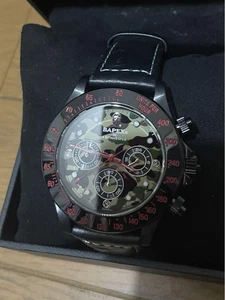 Orologio da polso BAPE 1ST CAMO TYPE 3 BAPEX A BATHING APE pelle nera mai usato casual - Foto 1 di 24