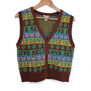 Maglione Rue 21 donna Self Love fungo ritagliato multicolore con bottoni taglia S - Foto 1 di 9