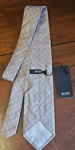 Hugo Boss Geometric square with blue & white dot , Silk Tie Men’s Made In Italy - Picture 1 of 4