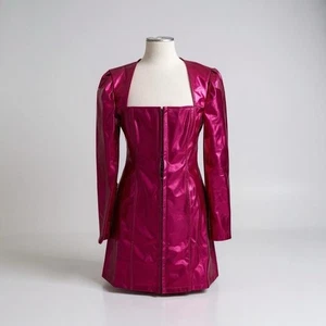 Betsey Johnson Barbie rosa Kunstleder Korsett Minikleid - Größe M (passt Größe 10) - Bild 1 von 11