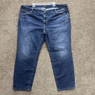 Pantalones de mezclilla plateados azules rectos Elyse para mujer talla 24W L31 (47x29) Foto 1 de 4