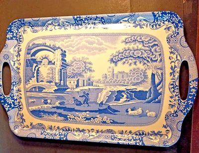 Spode Blue Italian Melamine Plastic Tray by Pimpernel 19" x 11.75" - Image 1 of 4