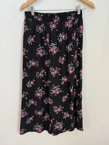 Pantaloni Princess Highway gamba larga neri floreali pull on cropped boho taglia 12/10 US - Foto 1 di 8