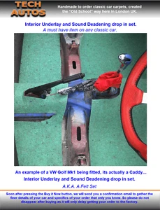 Underlay & Soundproof Set Handmade to Order Volkswagen Golf Mk1 All - Picture 1 of 9