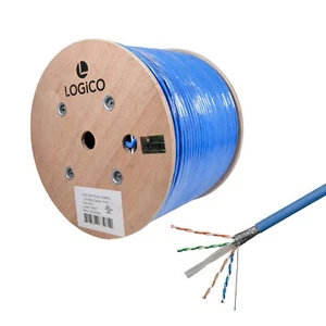 Cat6 CMR Shielded Ethernet Cable STP/FTP Riser 550Mhz Bare Copper 1000ft Blue - Picture 1 of 5