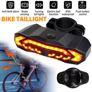 LED Bike Tail Light Bicycle Horn Alarm Turn Signals Brake Light USB Rechargeable - Picture 1 of 20