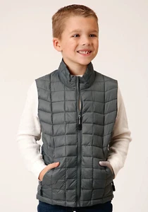 Roper Boys Crushable Polyfill Silver Sage 100% Nylon Softshell Vest - Picture 1 of 4
