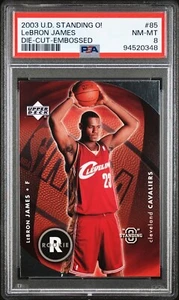 2003 UD STANDING O! DIE-CUT EMBOSSED #85 LEBRON JAMES RC PSA 8 only 6 PSA 10 - Picture 1 of 2