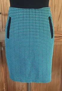 MARKS & SPENCER ! SIZE 10 ! GREEN & BLACK SKIRT ! COTTON BLEND ! LINED ! SHORT ! - Picture 1 of 6
