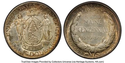 1920 Maine Commemorative Half Dollar PCGS MS65 ++ TONED ++ UNCIRCULATED #91070 - Image 1 of 3