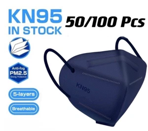 10/30/50/100 Pcs Blue KN95 Protective 5 Layer Face Mask Disposable Respirator - Picture 1 of 5