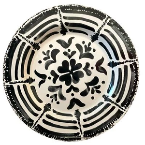MIKASA Melamine 11" Dinner Plates Set of 4 Black & White Summer Statement NEW - Picture 1 of 10