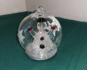 Light Up Battery Operated Clear Spun Glass Ornaments Qty. 2 - Picture 1 of 10